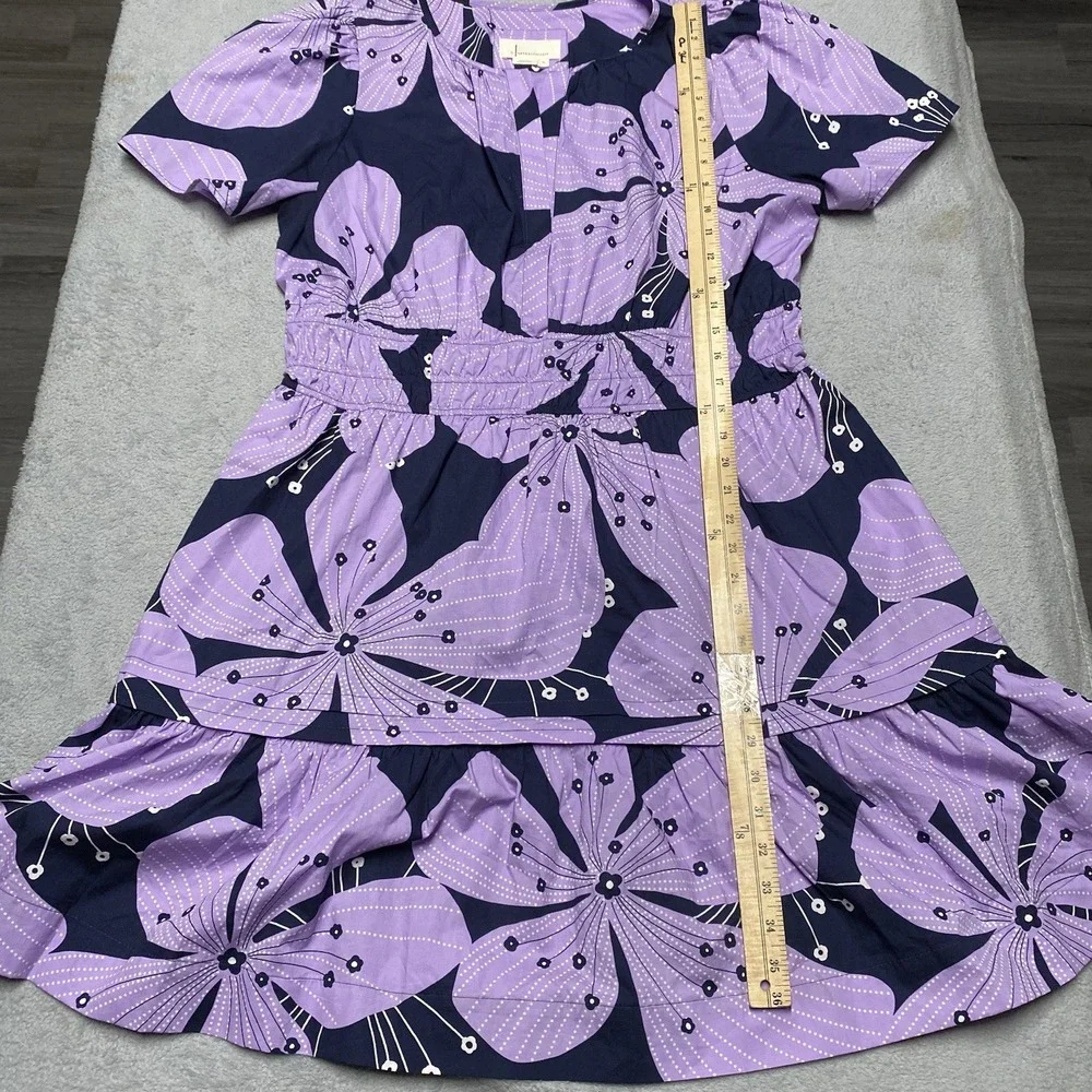 Anthropologie Navy and Lavender Floral Tiered Dress - Picture 4 of 8